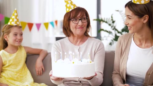 Grandmother Celebrates Birthday with Family at Home