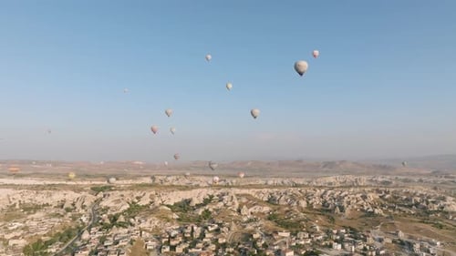 Cappadocia Landscape with Hot Air Balloons Aerial View