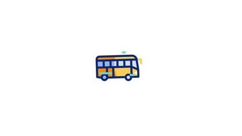 Flat Design Animated Bus Icon for Transportation Projects
