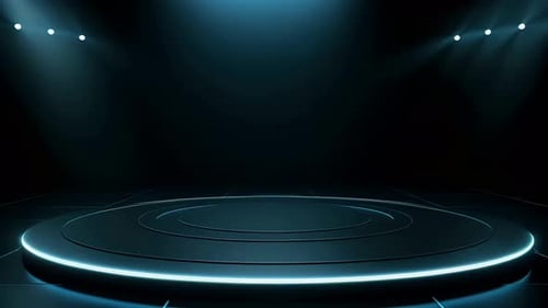 Podium Futuristische Vitrine mit Plattform für Produktausstellungen. Leeres modernes Bühnendisplay