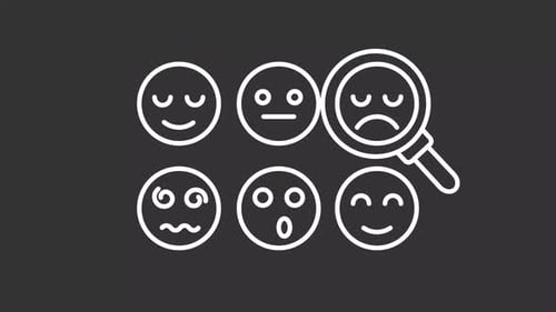 Flat Design Magnifying Glass Scanning Emotion Icons
