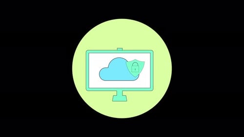 Animated Flat Design Icon for Cloud Security and Settings