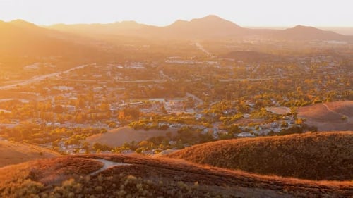 A Beautiful Sunset Over a Serene Suburban Neighborhood in California Captured Dramatically