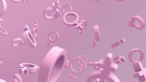 Floating Pink Female Gender Symbols 3D Animation