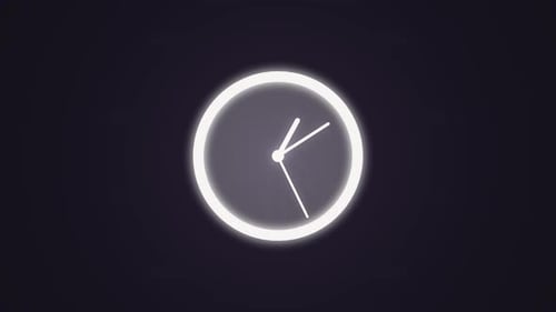 Minimalist Glowing Clock Icon Animation Loop