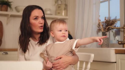 Mother and Child Together at Home