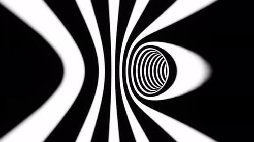 Hypnotic Black and White Striped Geometric Tunnel Loop