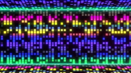 Disco Club Party Night Floor Motion Animation. Dance Floor Dj Loop Disco Background. Music Equalizer