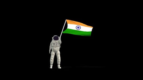 3D Astronaut Waving Indian Flag Seamless Loop on Alpha
