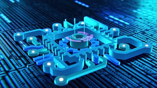 Icono de GPU y líneas de fibra óptica