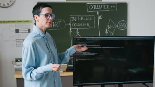 IT Teacher Teaching Programming Lesson in School