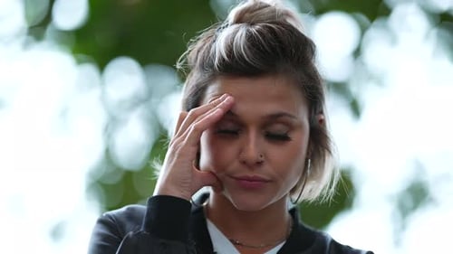 Desperate woman feeling regret worry and angst