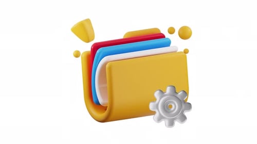 3D Animated Folder Icon with Gear Settings