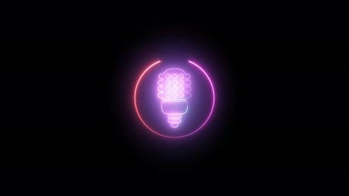 Neon electric bulb icon animation .Glowing bulb animated . Vd2131