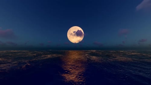 The Moon Slowly Rises Above The Sea