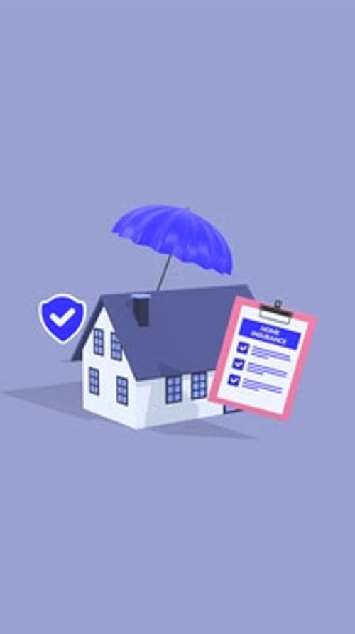Modern Home Insurance Protection Concept Animation