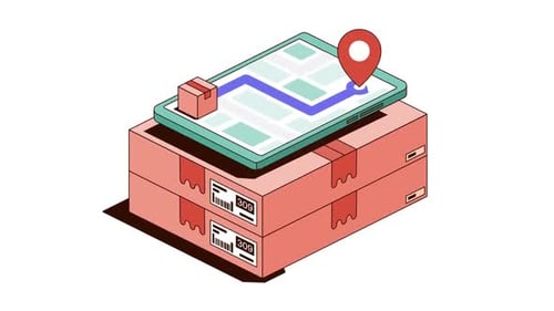 Modern Delivery Service Tracking with Tablet Map Animation