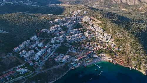 Aerial Video of Seaside View With Villas and Calm Water