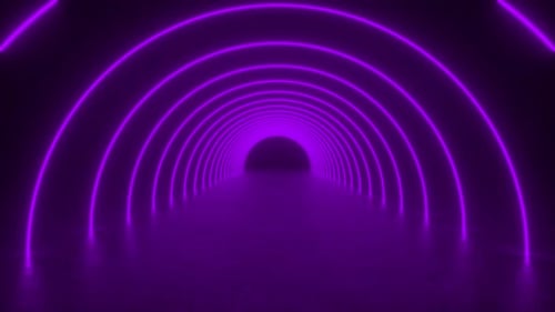 Futuristic Tunnel With Purple Lights