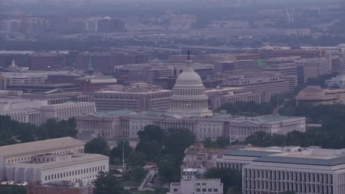 Washington dc aerial view of us capitol building on a bright sunny morning