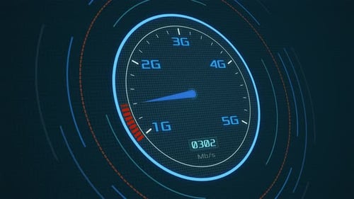 Animated Digital 5G Internet Speedometer Gauge HUD