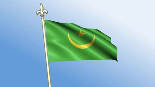 Animated Flag of Mauritania Waving in Wind
