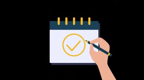 Flat Design Animation of Hand Checking Task on Calendar