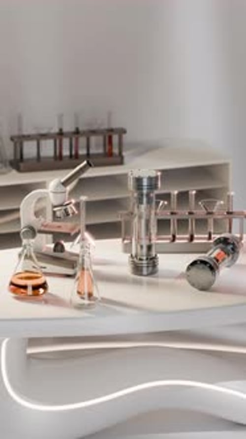 Animated 3D Science Lab Equipment Panning Scene