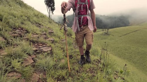 Epic Mountain Trekking Scene