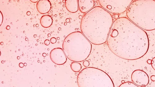 Transparent Cosmetic Gel Fluid with Molecule Bubbles Oil Distribution Bubble Cluster Cells Under a