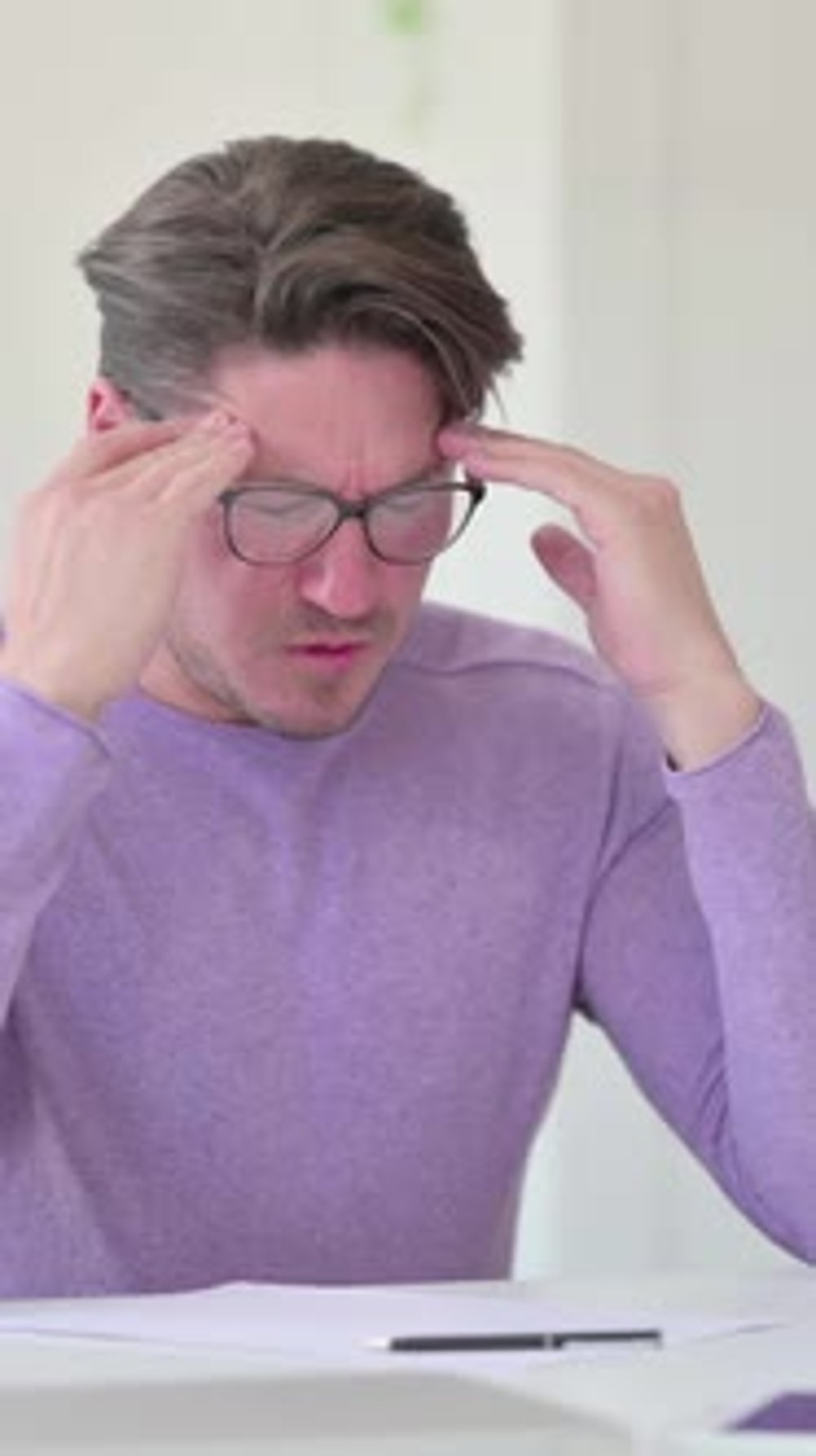 Middle Aged Man having Headache in Office, Vertical Video, Business ...