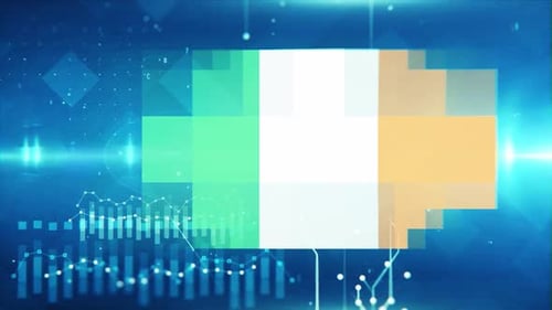 Ireland Flag On Economy Background And Graph
