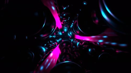 Cyan und Pink Cyber Stream mit pulsierenden Elementen und Neon-Hintergrund VJ Loop in 4K