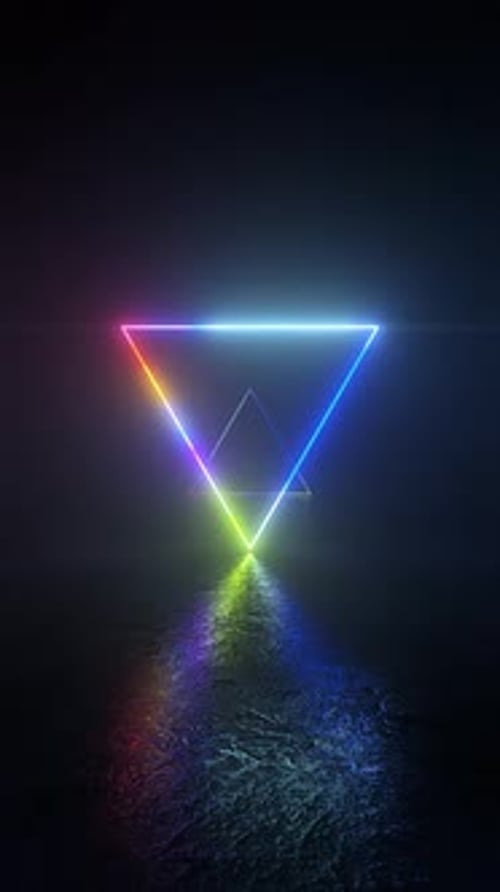 Abstract Neon Triangles Looping Background Animation