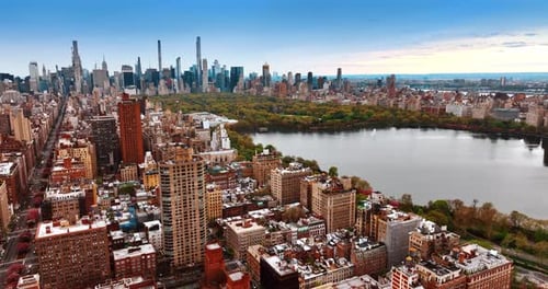Bright diverse urban landscape of New York near the Central Park.