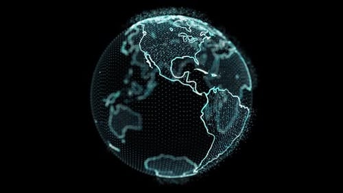 Abstrakte rotierende digitale Welt HUD Globus aus Partikeln Alpha-