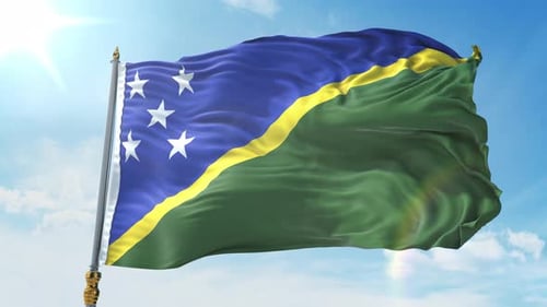 Solomon Islands National Flag Waving in Realistic Animation