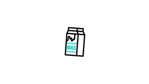 Minimalist Animated Milk Carton Icon with Fluid Wave