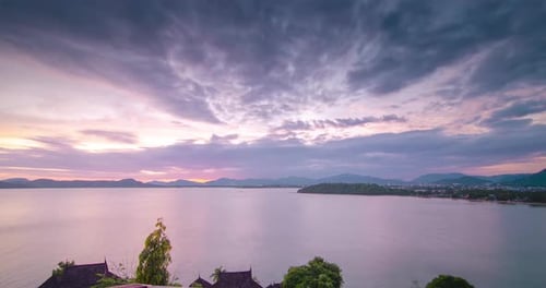 4K Time lapse of sunset over tropical sea ocean landscape light of nature cloudscape sky and Clouds