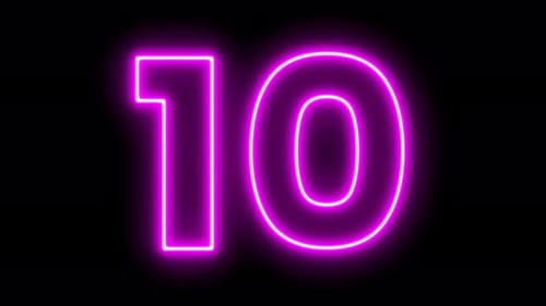 Neon-Animation mit 10 Zahlen in leuchtendem Rosa