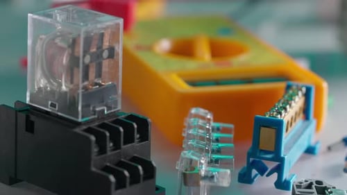 Close Up of Various Electrical Circuitry Components