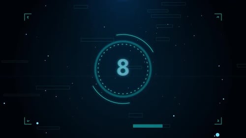 10 Interface de cronômetro de contagem regressiva digital, elementos HUD futuristas, números azuis brilhantes e futuristas