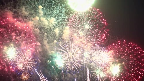 Brilliant Fireworks Exploding in the Night Sky