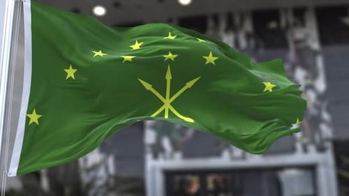 Realistic Green Flag Waving Seamlessly In Wind