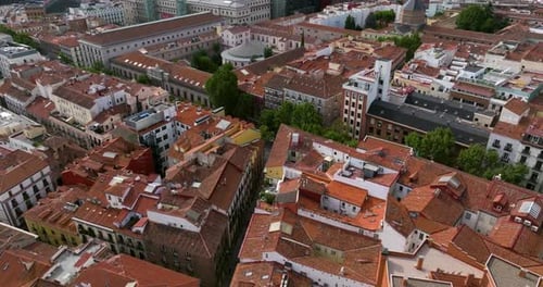 Aerial View Of Historic City Centre Of Madrid In Spain.