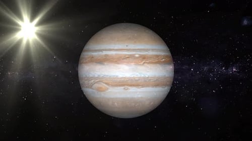 3D Animated Jupiter Planet Rotating in Starry Space