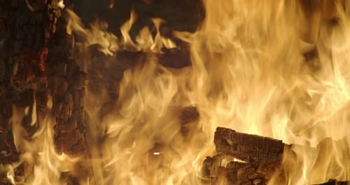 Ruins in Flames at Night
