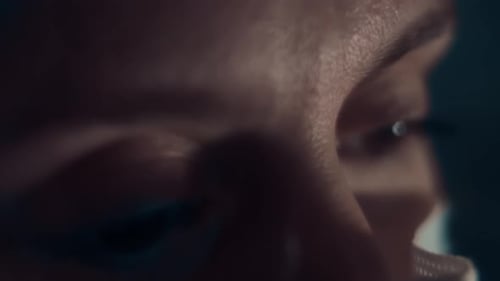 Tired Eyes of Confident Doctor Looking on Camera in Lab