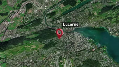 Zoom del mapa de la ciudad de Lucerna (Suiza) del espacio a la Tierra