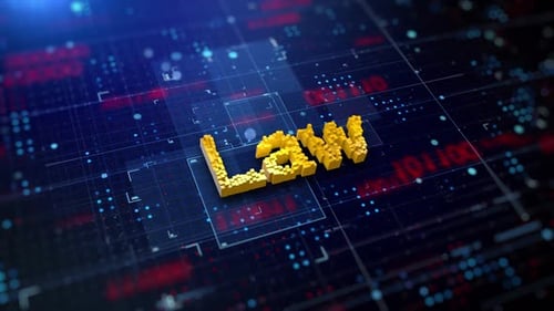 3D Law Text Animation On Digital Network Background